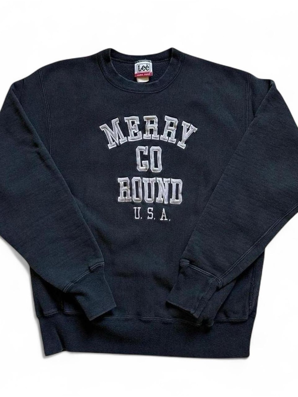 Vintage 1990s Lee Men's black 'Merry Go Round' Crewneck Sweatshirt L